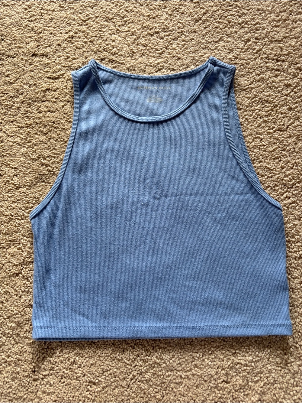 American Eagle Outfitters Light Blue Ribbed Cropped Tank
